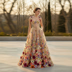 Women's Bohemian off shoulder prom dress with elegant A-line silhouette