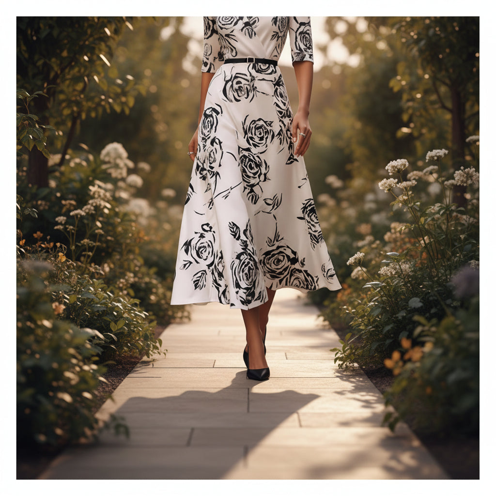 Women’s floral three-quarter sleeve midi dress