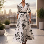 Women’s floral three-quarter sleeve midi dress