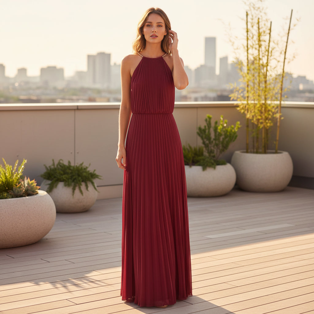 Women’s halter chiffon maxi dress