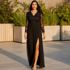 Women's high waist lace prom dress with elegant long silhouette