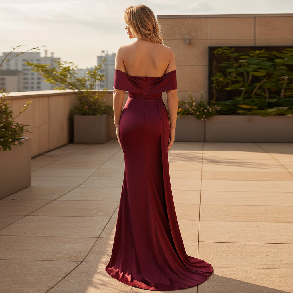 Women's high waist prom evening dress with elegant fitted silhouette