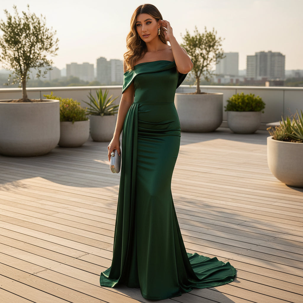 Women's high waist prom evening dress with elegant fitted silhouette