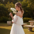 Elegant off shoulder prom dress with graceful formal silhouette