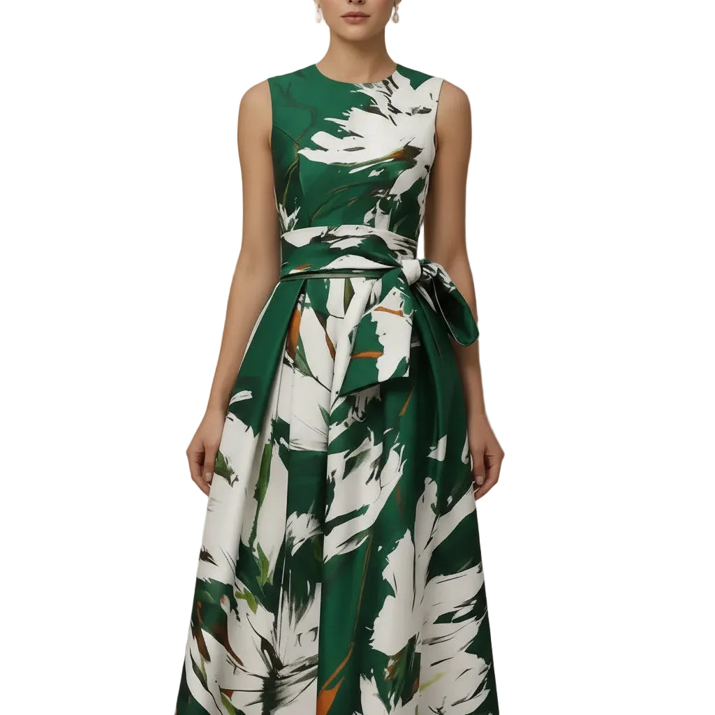 Women’s printed sleeveless maxi dress with long skirt